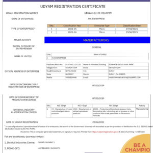 Vim Lubricant GST Certificate